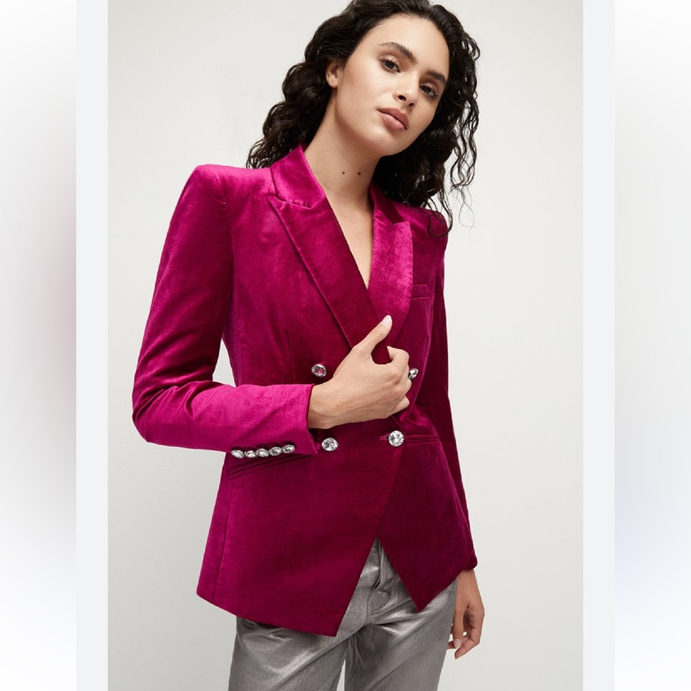Elie Tahari Fuchsia Velvet Blazer NWOT size Small